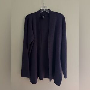 EILEEN FISHER Wool Long Cardigan Size L Open Front Duster Top Minimalist